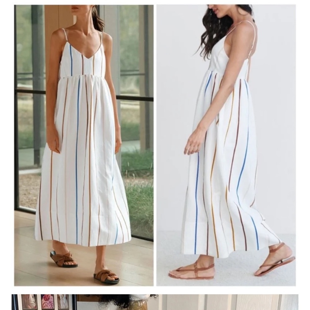 Jenni Kayne Cove Maxi Dress Multi Stripe Pockets limited edition M